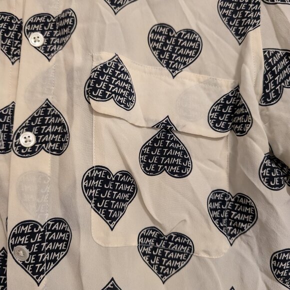 Equipment- Long Sleeve Button Down 100% Silk Je T'aime - Picture 3 of 4